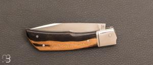 Couteau  "  Déclic " custom par Rémi Lavialle - Ebène royale et lame en RWL34