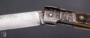    Couteau " Dix-Septième " de Jean Pierre Veysseyre - Damas et bois de cerf