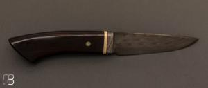    Couteau Droit de collection par Jean Paul Sire - Ébène du Mozambique et Damas multi-barreaux