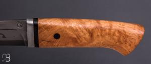   Couteau Droit par Jean Paul Sire - Loupe de chêne et lame damas