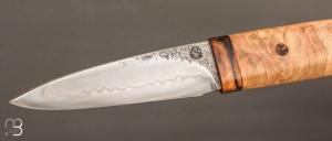  Couteau Droit forgé main par Jean Paul Sire - Peuplier stabilisé et lame acier C130