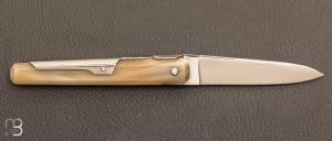 Couteau de poche Facette 10 cm corne blonde par J. Mongin