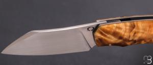    Couteau " Front-flipper custom " par Fabio Pitton - Fourche de peuplier et lame en W2