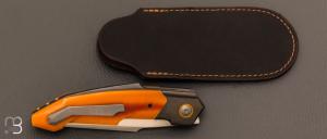  Couteau  "  Front-flipper " custom par Romain Lopez - Micarta butterscotch et RWL-34