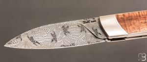 Couteau " Gentleman " pompe avant custom de Florent Dall'ava - Lame damas de Nicolas Mestrallet