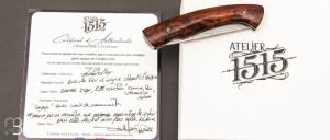 Couteau "Globetrotter" custom par Manu Laplace - Atelier 1515 - Bois de fer et Damas