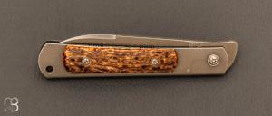   Couteau  " Ibis  " pliant de Éric Parmentier - Bois de cerf et Nitrocut NCV 60