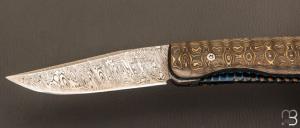    Couteau " Imvubu " par Des Horn - Fatcarbon "Unigold" et lame en damasteel
