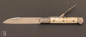   Couteau  "  Issoire 2 pices " custom de Jrme Bellon - Bois de cerf et lame en RWL34