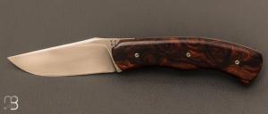 Couteau " custom " par Joël Grandjean - bois de fer d'Arizona et lame acier inoxydable RWL-34