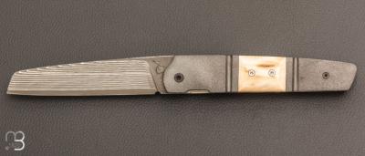   Couteau " K-Ravage " custom de Michel Grini - Zirco/Mammouth et lame Suminagashi SGPS