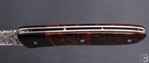   Couteau " L08 " par Atelier Perceval - ébène du Gabon bois de fer et lame damas