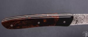   Couteau " L08 " par Atelier Perceval - ébène du Gabon bois de fer et lame damas