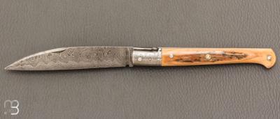   Couteau  " Laguiole Droit " custom de Jérôme Bellon - Mammouth et damas