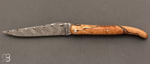 Couteau Laguiole en Aubrac "Perl" 12 cm lame damas - manche bois d'Aubrac