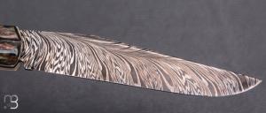    Couteau " Laguiole" par Tim Bernard - Ivoire de mammouth et damas Plume