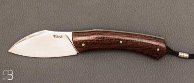   Couteau  "  Lardon  " custom par Frédéric Augé - Micarta burlap US et RWL-34