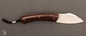   Couteau  "  Lardon  " custom par Frédéric Augé - Micarta burlap US et RWL-34