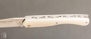   Couteau " Le Boulary " par La Bonne Trempe - Corian blanc et lame en 14c28n