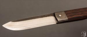  Couteau  "  Le Bugiste " par Frédéric Maschio - Wengé et lame VG10 Suminagashi