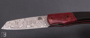  Couteau " Le Shogun " par Lames de l'Ouest - Buffle / Jaspe et Damasteel