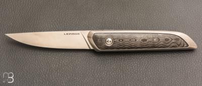   Couteau " Le Galeriste Titane LPO " button-lock par Lepage Knives - Fatcarbon Unititanium