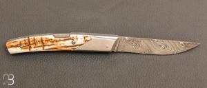   Couteau   "  le Thiers® Advance " par Fontenille-Pataud - Croûte de mammouth et Damasteel