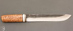 Couteau " Leuku " fixe par Michel Blum - Loupe d'amboine