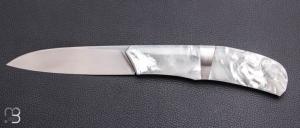      Couteau " Lock-back" custom pliant par Mathis Poujol - Nacre et RWL34