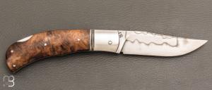 Couteau " Lock-Back " par Grégory Picard - loupe de chêne et C105