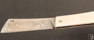   Couteau " London " custom par Samuel Guichard - Ivoire de mammouth et damas de Mickael Moing