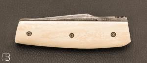   Couteau " Mastard " custom par Christophe Arbogast - Ivoire de mammouth et lame damas de Samuel Lurquin
