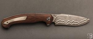    Couteau " Milvus " Liner-Lock flipper par Olivier Lamy - Micarta et lame damas