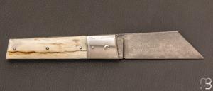  Couteau  "  Montpellier custom  " par Claude Giraud - Damas et os de mammouth