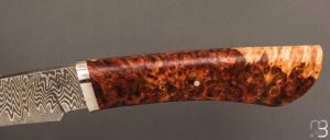    Couteau droit par Nicolas Mestrallet - Atelier du couteau de Vaunaveys - Lame forgée acier damas et loupe d'amboine