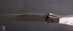 Couteau "Navaja" à palanquille de Pierre Thomas - Atelier Odae - Nacre blanche et N690