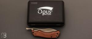    Couteau   "  Ness Wolf XL N°4 " pliant par Opus Knives - N690 et Micarta marron