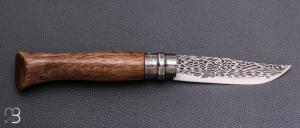   Couteau "OPI N°09" custom par Anthony Brochier - Damas  Sandwich mosaïque et noyer