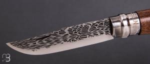   Couteau "OPI N°09" custom par Anthony Brochier - Damas  Sandwich mosaïque et noyer