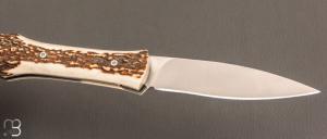 Couteau " L'Oegopsyde " fait main par Laraud Blade  - Bois de cerf et 14C28