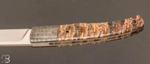   Couteau " P45 " de collection par Philippe Ricard - Molaire de mammouth / Damas et N690
