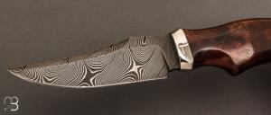   Couteau " Pièce unique " fixe de Samuel Lurquin - Damas et ironwood