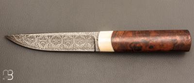 Couteau " Puukko " droit de José Viale - Bois de fer d'Arizona et damas Vlad Matveev