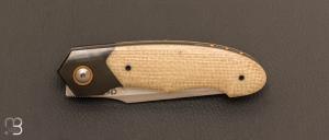  Couteau  "  Front-flipper " custom par Romain Lopez - Micarta et RWL-34