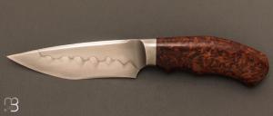 Couteau " Semi intgral  " fixe par David Lespect - Redwood burl et lame en C105