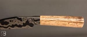  Couteau Semi intégral custom fixe de Israel Nascher  - Bois de cerf et damas