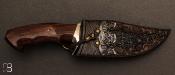 Couteau " Shark " fixe artisanal Bois de fer et Damas  de Claudio Sobral
