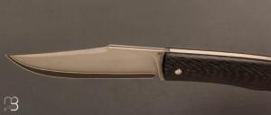 Couteau " Slack " custom par Raphaël Durand - Fibre de carbone et Suminagashi