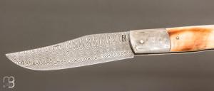    Couteau " Slipjoint " par Romain Alvarez - Ivoire de phacochère damas