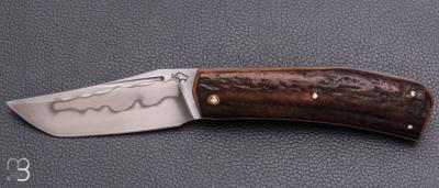      Couteau " Slipjoint " custom par Guy Poggetti - Bois de cerf et lame en C130